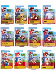 任天堂世界 2.5 英寸人偶 - 第 13 波：超级马里奥、浣熊马里奥、猫咪马里奥、幽灵、瓦路易吉、库巴 Jr.、浣熊马里奥、害羞小子、蓝蘑菇、火焰马里奥 - 彩色 - 查看 1