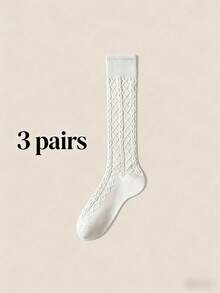 女士麻花针织过膝袜，防滑，保暖，修身，日系风格 - 彩色 - 查看 21