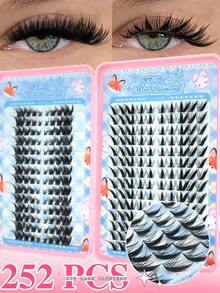 252PCS Cluster False Eyelash, Cat Eye Lashes, Fox Style, Rabbit Style, D-Curl, Thick & Fluffy, Suitable For Beginners To DIY At Home, Daily Wear, Parties, Weddings,Lash Clusters, Lash Clusters, Single Lashes, False Eyelashes - D - View 9