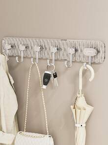 1 pieza Perchero de pared de 6 niveles multiusos sin taladro, adecuado para colgar ropa, sombreros, prendas, almacenamiento en el hogar y el baño - Multicolor - Ver 6