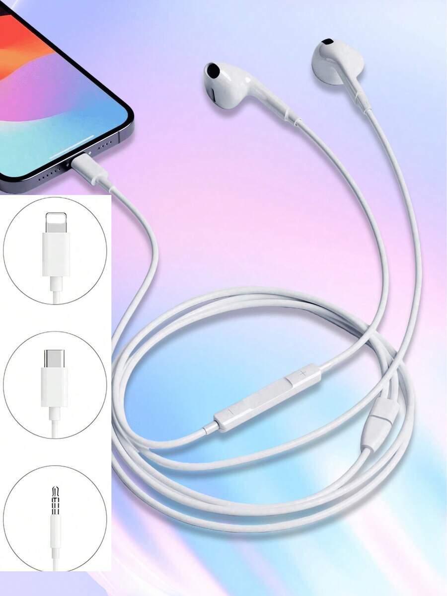 Type-C Wired Earphones, 3.5mm Round Plug, USB-C Earbuds, Audio Headphones, Electronic Call And Music Bass Stereo In-Ear Headphones, Wireless Earphones Compatible With /PC