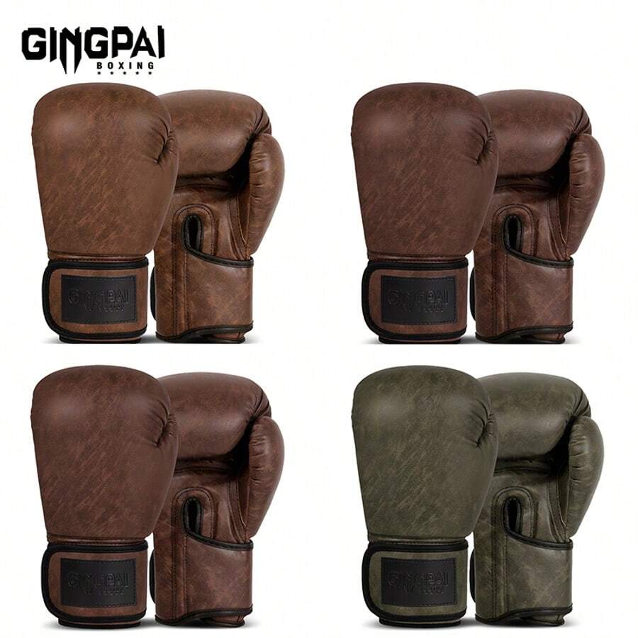 GINGPAI Unisex Boxing Gloves For Training, Muay Thai, MMA, Kickboxing, Vintage Design