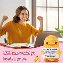 1pc Cute Duck Gift Crocheted Flowers Front Small Inspirational Female Birthday Gift Handmade Duck Decoration. - 彩色 - 查看 4
