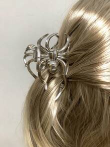 Halloween Alloy Spider Net Hair Claw Silvery Hollow Out Grab Clip Simple Back Head Strong Hold Hair Claw Clip Halloween Gift - Multicolor - View 2