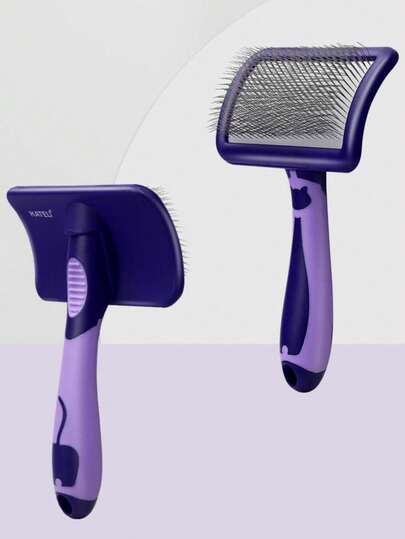 2026 Festival Pet Grooming Needle Comb For Dogs Cats Purple Soft Hair Brush Remove Loose Hair Shedding Anti‑Slip Handle Grooming Tool For Puppy Kitten 1‑Pack