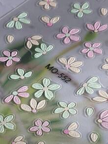 2 Stücke/Set bunte Frühlings-Blumen Nagelkunst Sticker, 5-Blüten Gänseblümchen Nail Decals in Weiß, Pink, Blau, Grün, Gelb, süße japanische Stil Nail Salon Accessoires für Frauen - Verschiedenfarbig - Übersicht 4