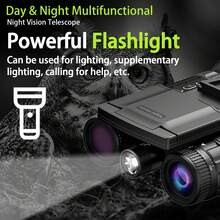 Adult Dual-Screen Night Vision Headset, Supports 4K Video Recording, 48MP Photography, 8X Zoom, With 3500mAh Rechargeable Battery, Dual Screens More Suitable For Animal Observation And Photography - Black - View 9