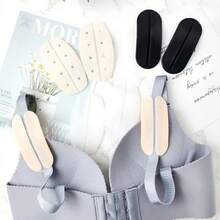 6pcs Silicone Shoulder Strap Non-Slip Pads, Bra Strap Holder, Invisible Pressure-Relieving Shoulder Cushions, Bra Strap Clips In Multiple Colors - Black+White+Skin Color 3 Pairs - View 2