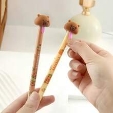 12/24/36pcs Cartoon Capybara Erasable Pen & Refill Set, Gel Pen, Suitable For Writing, Drawing, Highlighting, Marking, School & Office Supplies, Back To School Gift, Birthday Gift, Gift Filler - Sets - View 4