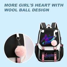 Carton Football Champion Print Backpack,Large Capacity Backpack, Polyester Travel Bag With Zip Closure, Fashionable Schoolgirl Style For Middle And High School Students, Cute Princess Design,Back To School Supplie Essentials Office Supplies - Multicolor - View 6