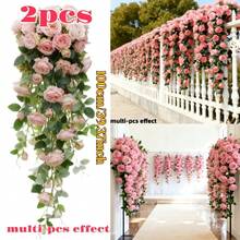 2件粉色玫瑰藤蔓装饰，适合家居装饰、节日以及全年表达爱意 - 粉色 - 查看 10