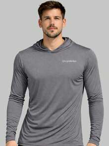 Men's UV Sun Protection Shirt With Hood, Long Sleeves - 灰色 - 查看 1