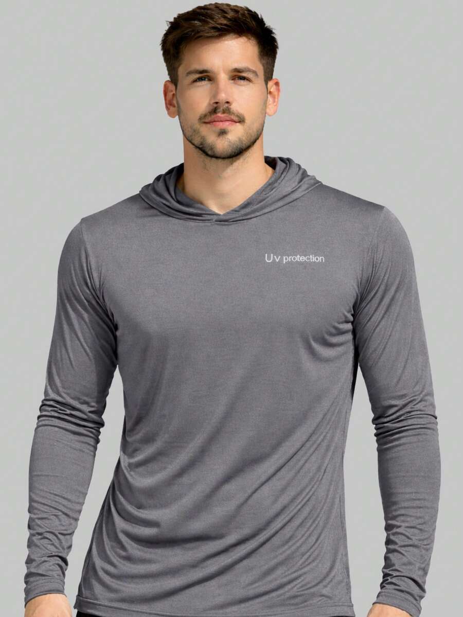 Men's UV Sun Protection Shirt With Hood, Long Sleeves - 灰色 - 查看 1