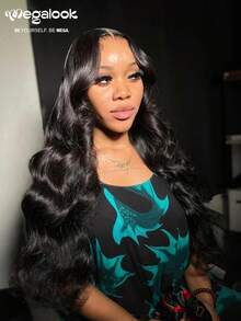 MEGALOOK 4x4蕾丝闭合式波浪卷真人发假发，自然黑色，10-30英寸，预漂白发结，自然发际线，150%密度，透气帽假发 - Natural Black - 查看 3