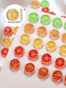 30/50/Pcs Nail Resin Accessories DIY Craft Materials Base Caps Cream Glue Headdress Phone Stickers Mini Fruit Slices - Multicolor - View 3