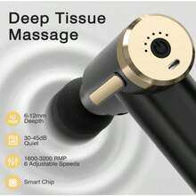 [Electric Massage Gun] 1200*2 Lithium Portable Electric Fascia Massage Gun - 4 Replaceable Massage Heads, 6-Speed Mode, Deep Tissue Impact Muscles, Relieve Muscle Tension, For Body, Back And Neck Massage With LCD Screen - Grey - View 5