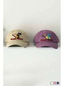 1pc Beaded Letter Soft Top Baseball Cap, Retro American Style Rhinestone Letter, Unisex Casual Adjustable Snapback Hat, Spring/Summer - Multicolor - View 2