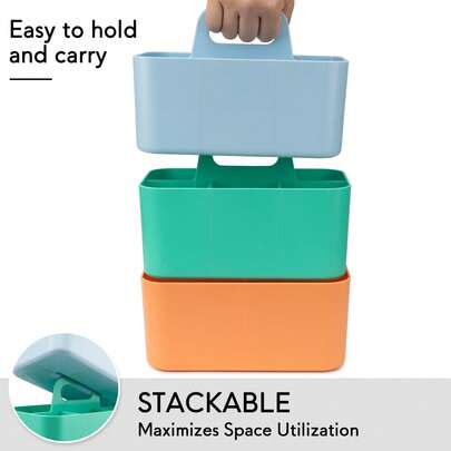 Multipurpose Caddy Organizer, Plastic Caddy With Handle, Stackable Desk Organizer For Stationery, Marker And Pencil, Office Supplies Organizer, Dorm Caddy