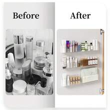 1/3 hộp đựng mỹ phẩm treo tường, hộp đựng đồ trang điểm bằng nhựa dùng để đựng son môi, cọ trang điểm, sơn móng tay, sản phẩm chăm sóc da - Hộp đựng đồ ẩn trong cửa tủ gương. Kệ đựng đồ trang điểm cho bàn trang điểm phòng tắm. - trong suốt - Xem 4
