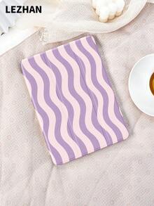 1pc Asymmetrical Striped Pattern Tablet Protective Case With Pencil Slot, Shockproof, Tri-Fold Tablet Stand Protective Shell, Compatible With 10.2", Pro 11" 2021/2020/10th Gen, (A16) 11" 11th Gen 2025, 8th/9th/10th Gen, Galaxy Tab A8 10.5" 2022, Matepad 10.4"/Tab, Support Sleep/Wake, Romantic Personalized Gift - Multicolor - View 4