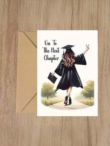 A Cute Graduation Card With An Envelope, Made Of High-Quality Cardstock, Featuring A Design Of A Graduation Cap And Diploma, With The Message "On To The Chapter" Suitable For Friends, Family - View 8