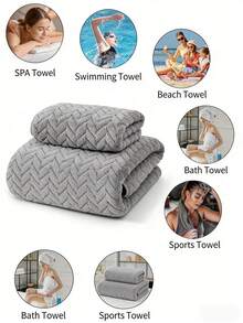 MAANGE Grey Coral Velvet Bath Towel Set (2Pcs) - 1Pcs Bath Towel 55"X27.5" & 1Pcs Hand Towel 29.5"X14" - Ultra Soft, Highly Absorbent, Quick Drying, Non-Shedding - Unisex Home Bathroom Decor, Beach & Pool Essentials - Grey - View 3