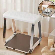 Carrito de pedal móvil para el cuidado de los pies - Carrito de spa para los pies con almohadilla de espuma de memoria, bandeja y ruedas, adecuado para salones. Carrito de spa para los pies: El carrito de spa para los pies está diseñado con una bandeja espaciosa y ruedas suaves, lo que lo hace conveniente para usar en salones, tiendas de uñas y baños del hogar. - Blanco - Ver 2
