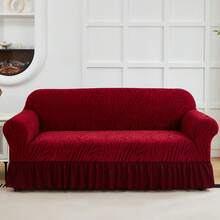 1PC High Elastic Sofa Cover Suitable For 1/2/3/4 Seat Jacquard Skirt Sofa Cover Cat Claw Proof Easy To Clean Machine Washable Sofa Protector Suitable For Bedroom Office Living Room Home Decoration All-Inclusive Sofa Cover Valentine's Day Gifts Valentine's Day Decorations - Màu Đỏ Sâu - Xem 2