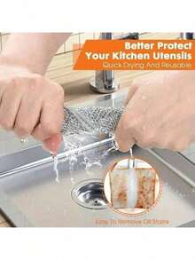 50pcs/20pcs Reusable Metal Mesh Cleaning Cloths, Heavy-Duty Scrubber Towels For Removing Tough Stains, Grease & Rust From Kitchenware - Multiple Styles - View 8