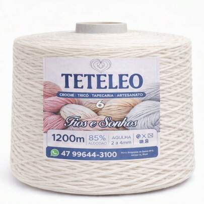 Barbante Nº6 TeTeLeo Extra Macio 85% Algodão – Não Desbota, Antialérgico e Sem Poeira | Ideal para Crochê