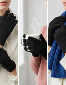 Lilas Inova Unisex Thick Wool Glove Autumn Winter High Quality - Black - View 7