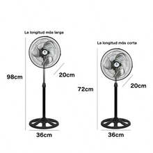 Ventilador de Pedestal de 65w, Modelo de 12 Pulgadas, Motor Oscilatorio, 950 R/M, 3 Niveles de Velocidad, Para Dormitorio, Oficina, Taller, Salón, Compacto y Silencioso - Negro - Ver 8