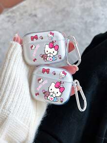 SANRIO Funda protectora transparente con diseño de oso compatible con auriculares Apple, adecuada para AirPods 4 - Multicolor - Ver 1