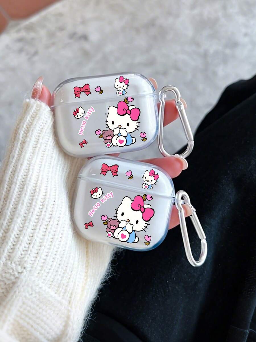 SANRIO Funda protectora transparente con diseño de oso compatible con auriculares Apple, adecuada para AirPods 4 - Multicolor - Ver 1