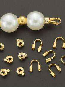 30-100件套珠宝制作工具包 | 镀金扁平扣、U形钩、串珠隔珠、金属丝连接器、绕线夹、马蹄形扣、扁平紧固固定珠，适用于手工制作项链、吊坠、手链、脚链、耳环连接器 - 彩色 - 查看 6