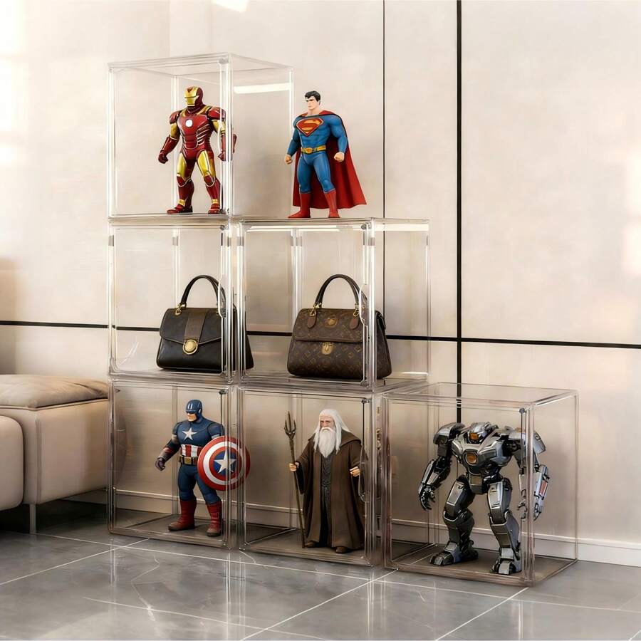 Lifevilion 3Pcs Clear Display Case Dustproof Storage Bins Containers Organizer Bag Show Box For Figures/Toys/Collectibles/Car Model - 無色 - 查看 1