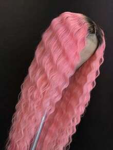 Ombre Light Pink With Dark Roots 13x4x1 HD Transparent Deep Wave Lace Front Wigs Human Hair Pre Plucked With Baby Hair T Part Human Hair Wigs For Women Ombre Baby Pink 250 Density Deep Curly Glueless Wigs Human Hair - Tóc chân tóc và kiểu ombre - Xem 4