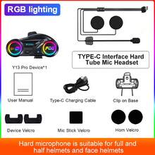 2 piezas/1 pieza Casco de motocicleta Y13 Pro con auriculares inalámbricos Bluetooth 500m Versión Intercomunicador, con Bluetooth inalámbrico BT6.0, iluminación RGB, radio FM, manos libres, cancelación de ruido, batería de larga duración, carga USB-C, compatible con cascos de media/cara completa/todoterreno - Para motocicleta, ciclismo, transporte, carreras - Accesorios de conducción de motocicleta, artículos esenciales de transporte, diseño elegante, estructura duradera, auriculares inalámbricos, entusiastas de la aventura, regalo de Navidad, regalo de Año Nuevo - Y13 Pro (intercomunicador de 500 m) - Ver 13