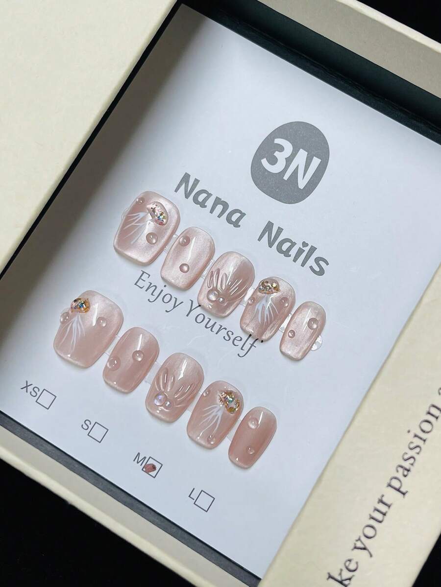 1包/10片-美人鱼水母泡泡猫眼美甲贴片 - 粉色 - 查看 1