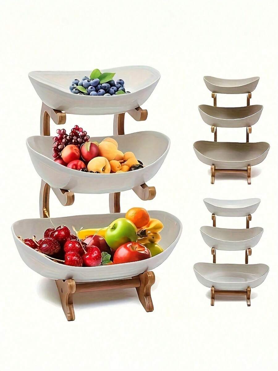 2/3 Tier Fruit Rack Snack Storage Tray - Plastic Fruit Bowl Set Suitable For Kitchen And Dining Room - Multi-Layer Fruit Snack Dessert Plate - Christmas Gift