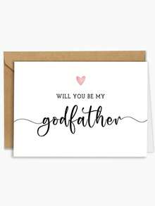 1pc Godmother/Godfather Proposal Card With Envelope, "Will You Be My Godmother/Godfather?" Heart Greeting Card For Wedding Party - Multicolor - View 4