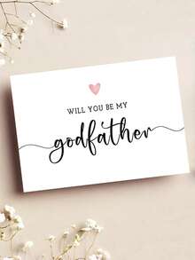 1pc Godmother/Godfather Proposal Card With Envelope, "Will You Be My Godmother/Godfather?" Heart Greeting Card For Wedding Party - Multicolor - View 7