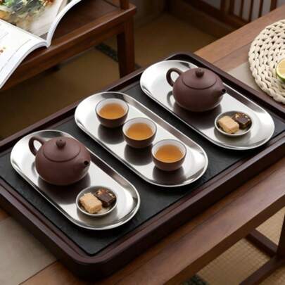 Stainless Steel Silver Tray, Cup Holder Tray, Desktop Organizer Plate, Metal Dish, Cake Plate, Dessert Plate, Jewelry Storage Tray