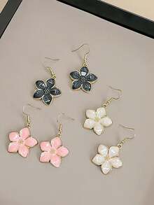 1 Pair Versatile Elegant Sweet Cute 3D Flower/Sakura Earrings, Suitable For Men And Women, Ideal For Holidays, Parties, Daily Wear, Birthday Gifts, Friends, Couples, Exquisite Holiday Gifts, Jewelry Gifts - Multicolor - View 1