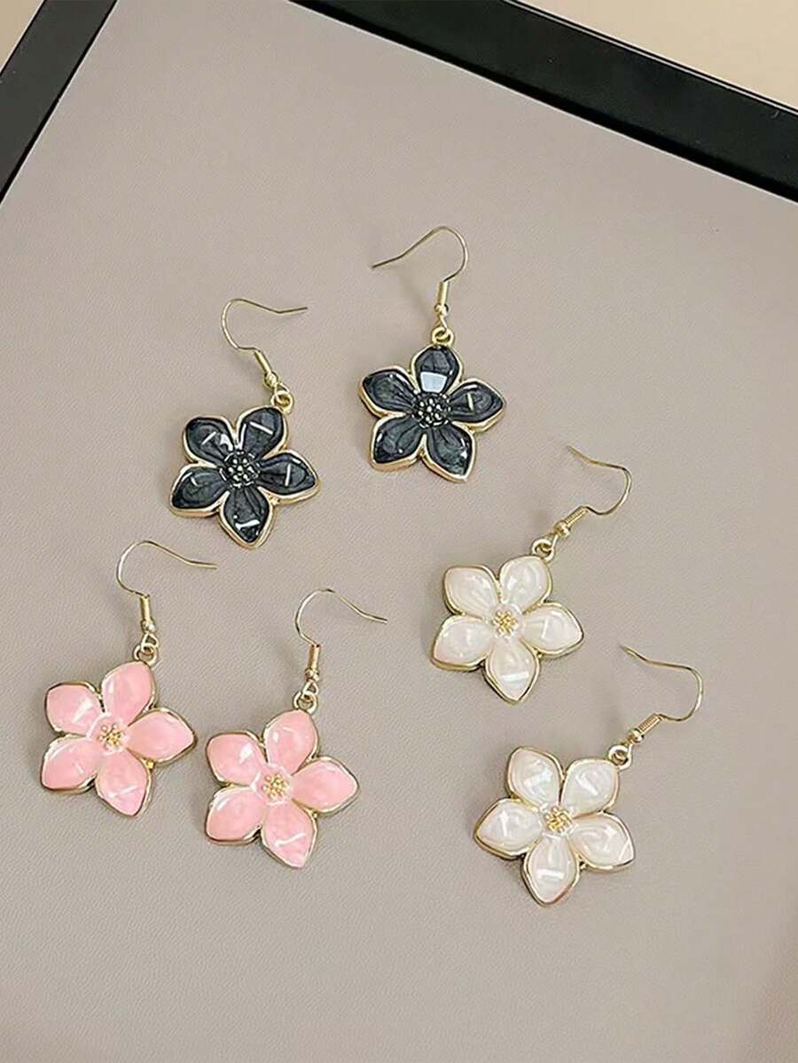1 Pair Versatile Elegant Sweet Cute 3D Flower/Sakura Earrings, Suitable For Men And Women, Ideal For Holidays, Parties, Daily Wear, Birthday Gifts, Friends, Couples, Exquisite Holiday Gifts, Jewelry Gifts - Multicolor - View 1