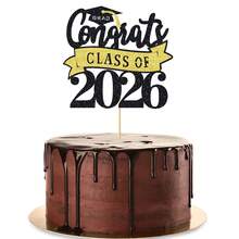 1pc "Congratulations To The Class Of 2025" Cake Topper, Graduation Cake Decoration, Congratulations Graduation Party Decor - Multicolor - View 2