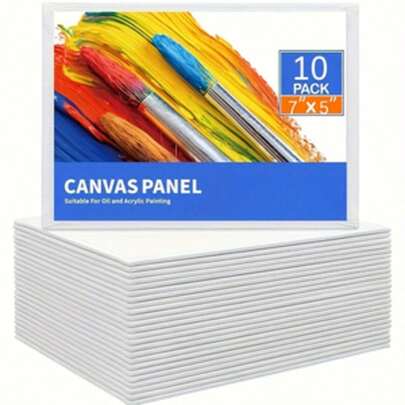 10pcs/Set Durable Artist Canvas Boards | Suitable For Oil, Acrylic, Watercolor Painting Panels - Great For Canvas Painting, Mixed Media, Classroom And Home Studio - From Beginner To Professional Artist - Compatible With Easels And Painting Stands