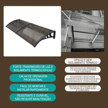 Toldo de Policarbonato para Porta e Janela Preto ou Branco 60x120 60x160 60x200 Cobertura Anti UV Proteção Contra Sol e Chuva Estrutura Reforçada Plástico-Aço Resistente Winda - Branco - Visão 10