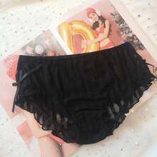 New Japanese-Style Striped Full-Lace Women's Boxer Briefs, Lolita Style, Anime-Themed, Sourced From Dalian - 黑色 - 查看 4