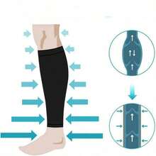 1 Pair Thin Calf Sleeve Warmers, Summer Air Conditioning Elderly Cold Protection Sleeve For Men & Women - Black - View 4